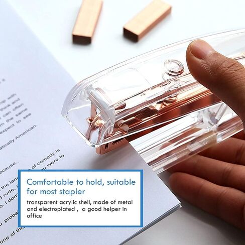 Clear Acrylic Rose Gold Stapler Sets, Sturdy and Durable Office Stationery Set, Novelty Desk Accessory Kits Great Idea Gift for Office and Students in Saudi Arabia