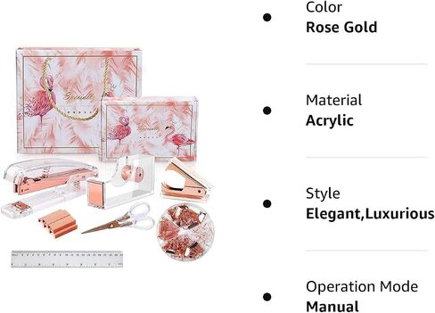 Clear Acrylic Rose Gold Stapler Sets, Sturdy and Durable Office Stationery Set, Novelty Desk Accessory Kits Great Idea Gift for Office and Students in Saudi Arabia