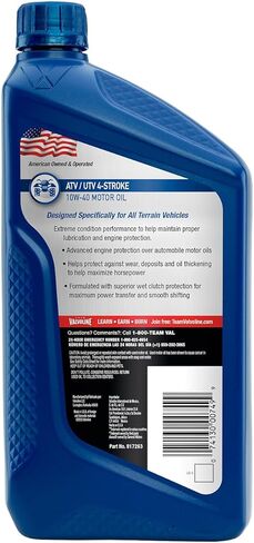 Valvoline 4-Stroke ATV/UTV SAE 10W-40 Motor Oil 1 QT in Kuwait
