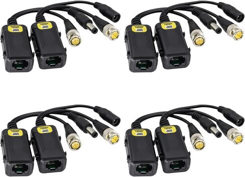 zdyCGTime Passive HD Video Balun BNC to RJ45 Network Transceiver Cat5/Cat6 Adapter Cable with DC Power 720P - 8MP Cat6 to BNC Male Connecto for CCTV Security Surveillance Camera System(16.5cm/4Pairs) in Saudi Arabia