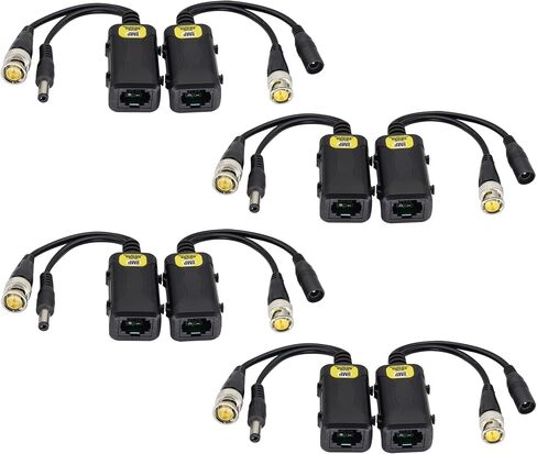 zdyCGTime Passive HD Video Balun BNC to RJ45 Network Transceiver Cat5/Cat6 Adapter Cable with DC Power 720P - 8MP Cat6 to BNC Male Connecto for CCTV Security Surveillance Camera System(16.5cm/4Pairs) in Saudi Arabia