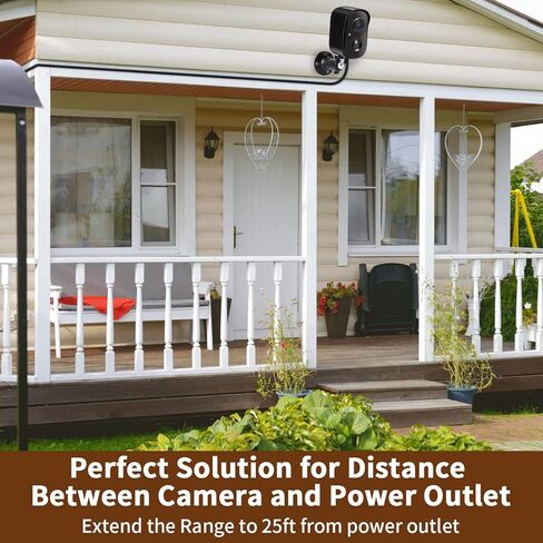 كابل طاقة 25FT/7.5M مع محول متوافق مع كاميرا Vision Well، كابل شحن USB مقاوم للطقس يوفر مصدر طاقة مستمر، سلك طاقة مسطح - أسود in Kuwait