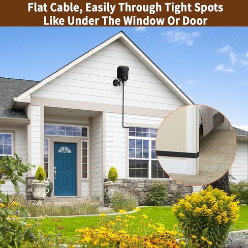 كابل طاقة 25FT/7.5M مع محول متوافق مع كاميرا Vision Well، كابل شحن USB مقاوم للطقس يوفر مصدر طاقة مستمر، سلك طاقة مسطح - أسود in Kuwait