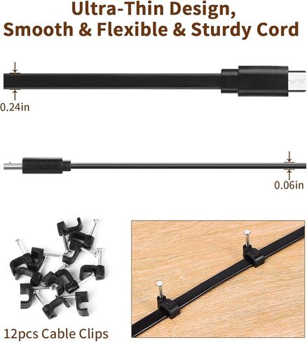 كابل طاقة 25FT/7.5M مع محول متوافق مع كاميرا Vision Well، كابل شحن USB مقاوم للطقس يوفر مصدر طاقة مستمر، سلك طاقة مسطح - أسود in Kuwait