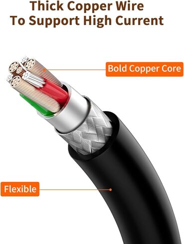 كابل طاقة 25FT/7.5M مع محول متوافق مع كاميرا Vision Well، كابل شحن USB مقاوم للطقس يوفر مصدر طاقة مستمر، سلك طاقة مسطح - أسود in Kuwait