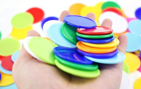 Counters 9 Colors,Plastic Learning Counter Math Teaching/Bingo Tokens/Poker Chips - Plastic Piece 37mm - 90 Pcs in Saudi Arabia