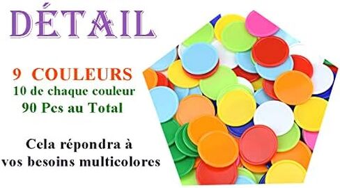 Counters 9 Colors,Plastic Learning Counter Math Teaching/Bingo Tokens/Poker Chips - Plastic Piece 37mm - 90 Pcs in Saudi Arabia