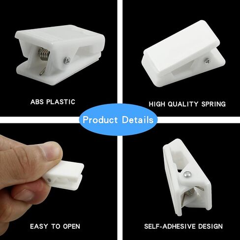 Litoexpe 30pcs Self-Adhesive Clips, Poster Photo Paper Clips, Flag Tapestry Hangers, Double-Sided Adhesive Spring Clips, Clear in Saudi Arabia
