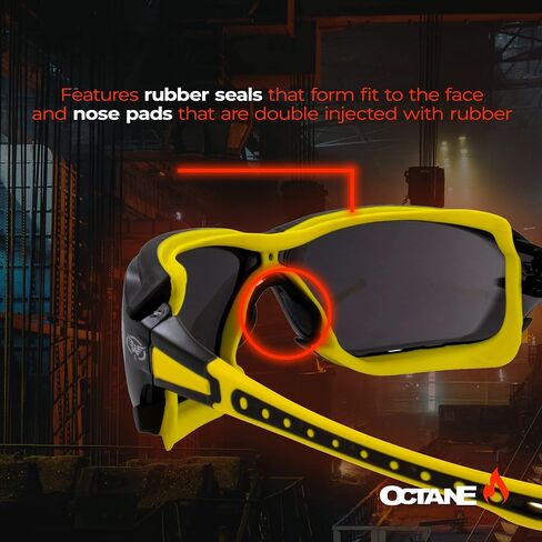 Global Vision 3 Pairs Octane Motorcycle Sunglasses Riding Glasses for Men or Women Z87.1 Anti fog One-Piece Lens w/Removable Gasket in Clear Smoke & Yellow Lenses in Saudi Arabia