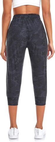 FULLSOFT Capri Sweatpants for Women-Womens Joggers with Pockets High Waisted Lounge Pants for Yoga Workout Running(Black Camo-L(Capri)) in Kuwait