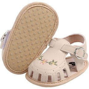 Baby Girls Sandals Summer Flower Flat Shoes Cute Soft Sole Non-Slip Sandals Infant Toddler First Walkers Princess Dress Shoes