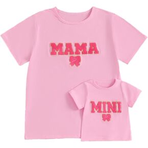 Mommy and Me Matching Shirts Mama and Mini Shirts Summer Family Matching Letter Tops
