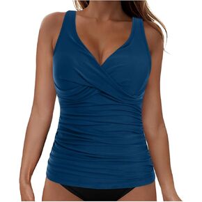 Bathing Suit for Women High Neck Blouson Tankini Tops Loose Fit Swim Top 2025 Modest Swimsuit Top No Bottom