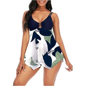 SERYU Women Plus Size Striped Tankini Swimjupmsuit Swimsuit Beachwear Padded Swimwear