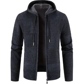 Maiyifu-GJ Men's Casual Slim Fit Hoodie Jacket Zip Up Long Sleeve Hooded Coats Knitted Cardigan Sweater with Pocket