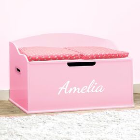Dibsies Personalized Creative Wonders Toy Box ، سلسلة توقيع للفتيات ، 30 × 19.25 × 18 بوصة ، غطاء ناعم (أبيض)
