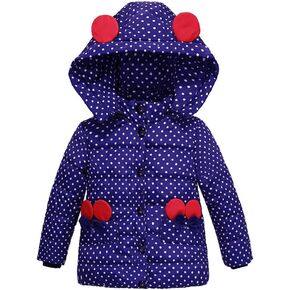 Winter Coats for Toddler Boys Girls Long Sleeve Polka Dot Print Light Warm Thick Puffer Hooded Down Jacket