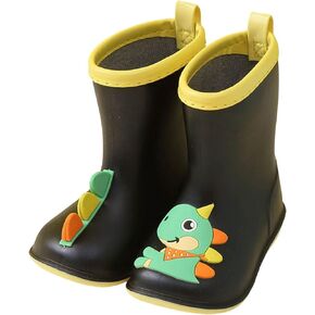 Toddler Cute Rain Boots Boys Girls Cartoon Dinosaur Waterproof Lightweight Anti-Slip Mid Calf Rainboots Water Shoes