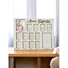My First Year Photo Frame Board, Baby’s First Year Picture Frame 12 monthly Milestone Board,Newborn To One Year Photo Frame, Baby Photo Frame,Newborn Photo Frame