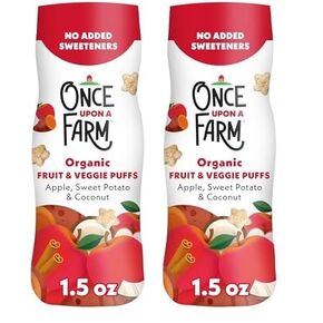 Once Upon a Farm Organic Fruit & Veggie Baby Puffs, Apple, Sweet Potato & Coconut, 1.5oz