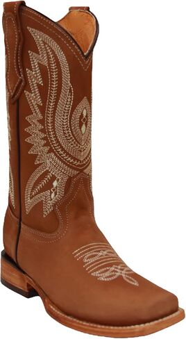 Womens Leather Western Boot Square Toe Cowboy Boot For Women Mid Calf in Kuwait