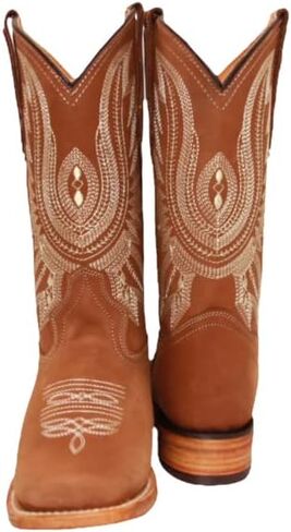 Womens Leather Western Boot Square Toe Cowboy Boot For Women Mid Calf in Kuwait