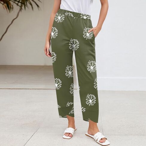 Women Casual Trendy Lightweight Pants Wide Leg Comfy 2025 Summer Trousers Elastic Waist Loose Pants with Pockets in Saudi Arabia