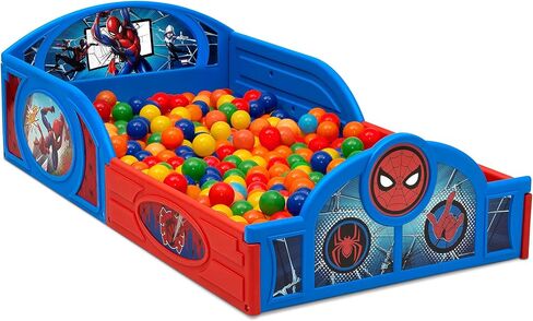 Delta Children Marvel Spider-Man Sleep ولعب سرير صغير مع الدرابزين المدمج بدايات حلوة مرتبة سرير على الوجهين in Saudi Arabia