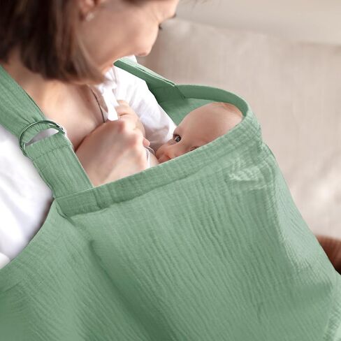 Hooyax 2-in-1 Baby Car Seat Cover & Nursing Cover, 100% Muslin Cotton, Breathable Car Seat Canopy and Privacy Breastfeeding Cover, Pink in Kuwait