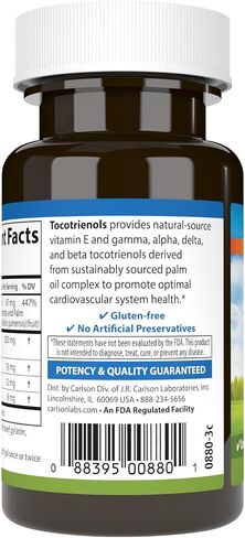 Carlson - Tocotrienols, 40 mg, with Natural-Source Vitamin E, Gamma, Alpha, Delta, Beta, Sustainably Sourced, 30 Softgels in Saudi Arabia