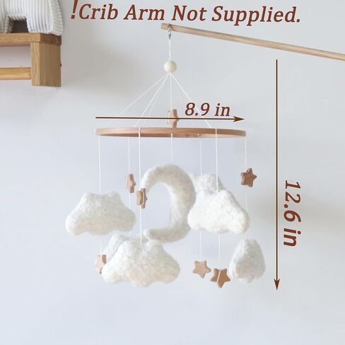 Boho Cloud Moon Crib Mobile Boho Baby Mobile for Crib Neutral Clouds و Moon & Stars Design Nursery Mobile for Boys & Girls in Kuwait
