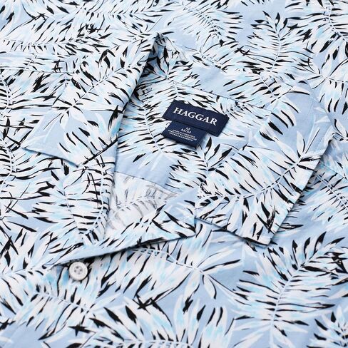 Haggar Men's Short Sleeve Printed Stretch Camp Shirt in Saudi Arabia