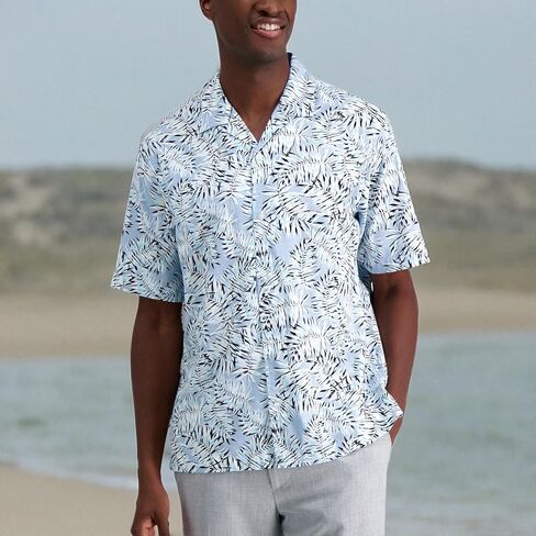 Haggar Men's Short Sleeve Printed Stretch Camp Shirt in Saudi Arabia