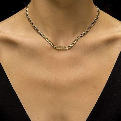 14K Gold BOSS Cuban link Chain Pendant Necklace Solid Clasp for Men,Women, girls, Teens Thin for Charms Miami Cuban Link Diamond Cut Fashion jewelry in Kuwait