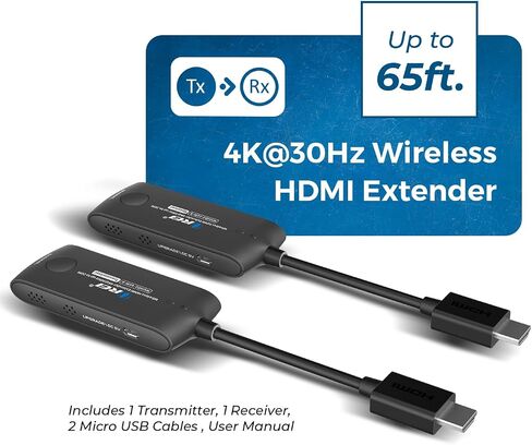 OREI Wireless HDMI Extender Transmitter & Receiver Dongle UtraHD 5.1-5.2 Ghz Up to 4K @ 60Hz - Upto 60 Feet - Perfect for Streaming from Laptop, PC, Cable, Netflix, YouTube, PS4 to HDTV/Projector in Saudi Arabia
