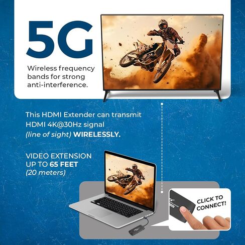 OREI Wireless HDMI Extender Transmitter & Receiver Dongle UtraHD 5.1-5.2 Ghz Up to 4K @ 60Hz - Upto 60 Feet - Perfect for Streaming from Laptop, PC, Cable, Netflix, YouTube, PS4 to HDTV/Projector in Saudi Arabia