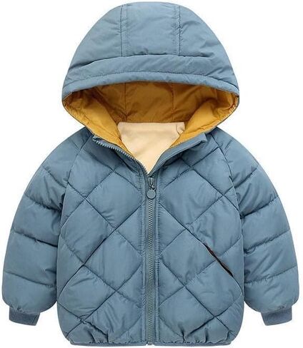 Toddler Baby Hooded Down Jacket Boys Girls Kids Thicken Warm Winter Coat Outerwear 3-8 Years Old in Saudi Arabia