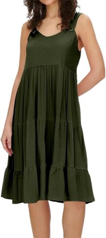 Women's Casual Solid Color Dress for Spring and Summer Comfortable Lightweight Maxi Dresses for Women Casual in Saudi Arabia