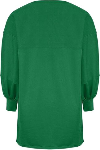 Women Fashion Solid Round Neck Loose Lazy Long Sleeve Sweatdress Ladies Knee Length Dresses in Saudi Arabia