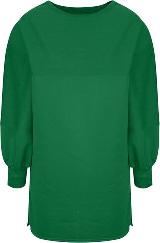 Women Fashion Solid Round Neck Loose Lazy Long Sleeve Sweatdress Ladies Knee Length Dresses in Saudi Arabia