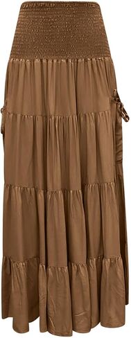 Women Fashion Solid Casual Skirt Full Skirt with Pocket Long Dress Summer Casual Dresses for Women Knee in Saudi Arabia
