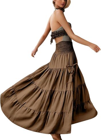 Women Fashion Solid Casual Skirt Full Skirt with Pocket Long Dress Summer Casual Dresses for Women Knee in Saudi Arabia