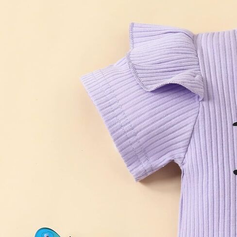 Newborn Baby Girl Summer Outfit Ruffle Sleeve Ribbed Romper Suspender Skirt Overall Dress Headband Clothes 3Pcs in Saudi Arabia