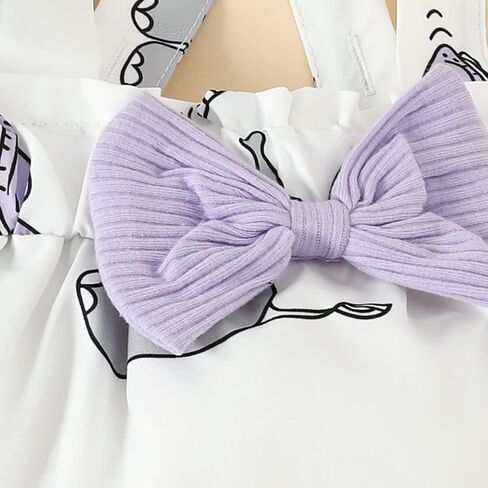 Newborn Baby Girl Summer Outfit Ruffle Sleeve Ribbed Romper Suspender Skirt Overall Dress Headband Clothes 3Pcs in Saudi Arabia