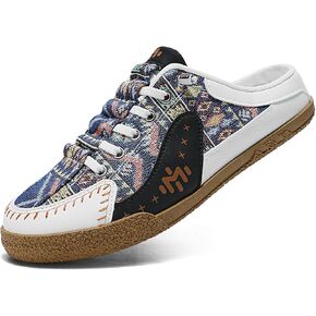 Women's Casual Canvas Loafers Slip On Sneakers - Embroidered Ethnic Style Comfort Walking Shoes