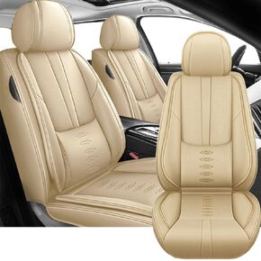 5PCS Premium Leather Seat Covers for Truck Cars, Fits 96% of Models, Waterproof, Stain-Resistant Car Seat Protectors（Black&Blue-Standard）