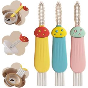 3 in 1 Cup Lid Cleaning Brush, 2024 New Portable Crevice Cleaning Brush Set for Baby Bottle Gap Tight Spaces Cup, Rotatable Cup Lid Cleaner Cup Mouth Scrubber