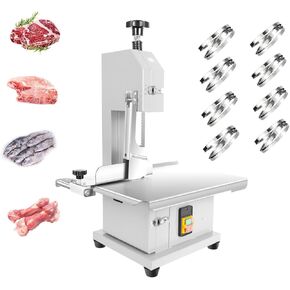 2200W Bone Saw Meat Cutter, Stainless Steel Cutter Meat Saws 20" X 16" Large Table, 8 Replaceable Blades Meat Band Saws for Butchering，0.04-8IN Cutting Thickness for Beef, Frozen Fish and Mutton
