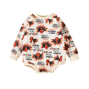 Baby Sweatshirt Newborn Infant Girls Boys Print Thanksgiving Turkey Long Sleeve Romper Bodysuit (Yellow, 12-18 Months)