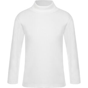 Toddlers Baby Boys Girls Long Sleeve Thermal Undershirts Basic Solid Color Turtleneck Tops T-Shirt